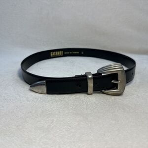 VTG Gitano Accessories Belt Womens Sz Small Black Silver Buckle 90s Y2K- 1”W